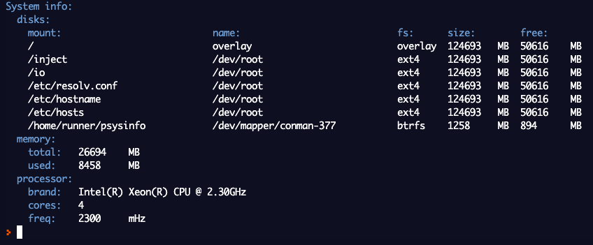 psysinfo output